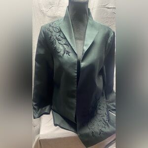 Victor Costa 100% Silk Beaded black open front blazer / jacket sz M oversized